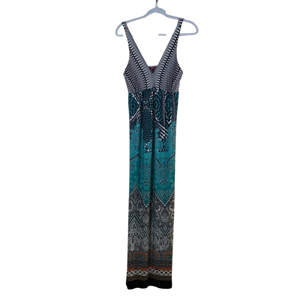 Gievergate Women’s Multicolored Sleeveless V-Neck Maxi Dress.  Size L